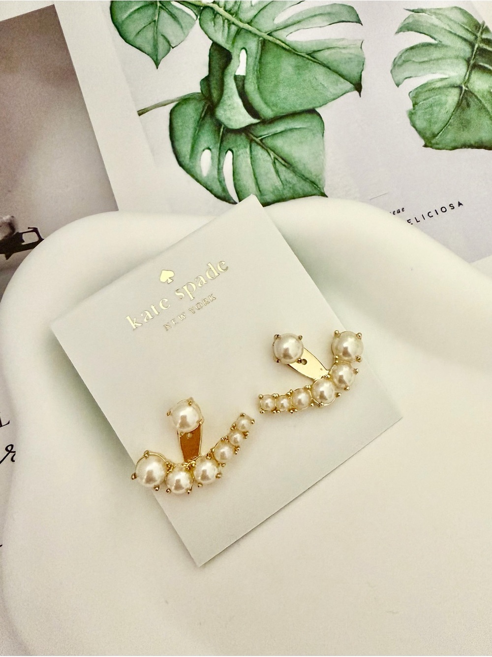 kate spade gold-tone pearl ear earrings